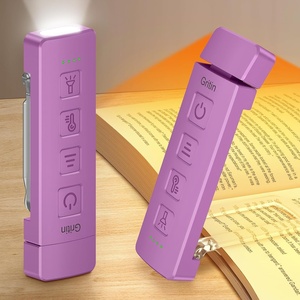 Gritin Leselampe Buch Klemme mit Taschenlampe, 1000mAh Buchlampe Aufladbar(Dunkelviolett)