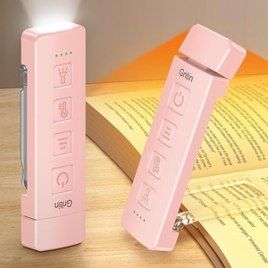 Gritin Leselampe Buch Klemme mit Taschenlampe, 1000mAh Buchlampe Aufladbar(Rosa)