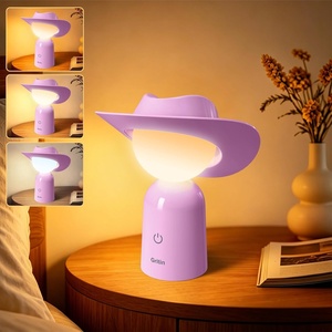 Gritin Nachtlicht LED Nachttischlampe Aufladbar Original Design Cowboyhut(Lila)